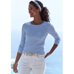Langarmshirt »in modischer Piqué-Optik«, aus pflegeleichter Qualität mit Viskose, Gr. 44/46, hellblau, , 53327653-44