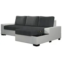 JVmoebel Ecksofa Design Ecksofa Schlafsofa Bettfunktion Sofa Couch Leder Polster, Made in Europa grau