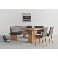 OTTO home Eckbankgruppe Beluna + Cross Essecke Sitzgruppe Eckbank Küchenbank, (Set, 4-tlg., Eckbank, 2 Stühle und Tisch), Sitzgruppe Esszimmer Stühle Tisch und Bank bequem gepolstert grau