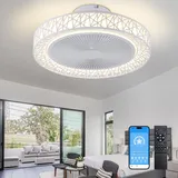 Depuley LED Deckenventilator mit Beleuchtung und Fernbedienung: Lampe mit Ventilator und APP für Wohnzimmer Schlafzimmer Weiß - Leise Deckenlampe Ventilator Decke - Dimmbar Deckenventilator mit licht