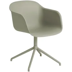 Muuto Fiber Armchair, swivel base with return, dusty green / dusty green