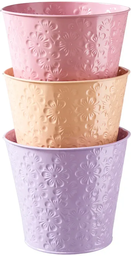 Topf Metall D16H14,5cm sortiert lila/pink/orange  - li/pi/or