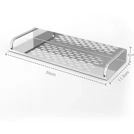 Intirilife Duschablage aus Edelstahl mit 30 x 13 cm - Duschkorb Duschregal Badregal mit praktischen Ablaufrinnen zum Bohren für Bad und Küche