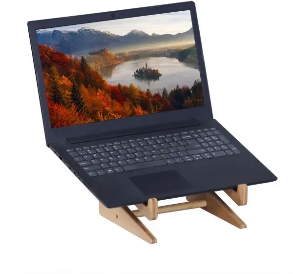 Relaxdays Bambus Laptop-Ständer für 10–15 Zoll Hellbraun