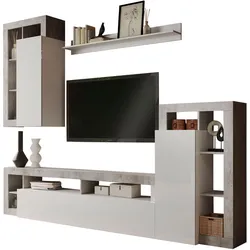 Wohnwand INOSIGN "Hamburg", weiß (weiß, beton, optik), B:280cm H:210cm T:42cm, Kastenmöbel-Sets