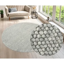 LeGer Home by Lena Gercke Teppich "Ainhoa, handgewebt, Wolle" Gr. 9, grau, H:12mm Ø:120cm, Kunstfaser, Wolle, LEGER HOME BY LENA GERCKE, Teppiche, Teppich, Teppich, Wohnzimmer, Schlafzimmer, Esszimmer