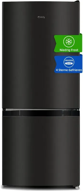 CHiQ 117 L Kühl-Gefrier-Kombination mit Gefrierfach unten, 39 dB, Elektronische Steuerung, Schwarzer Stahl, Sortierlagerung, Einfache manuelle Abtauung, EEK E, CBM117L42, 2025