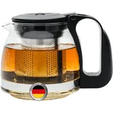 spar-home® Premium Teekanne Glas - Hitzebeständig Glaskanne mit Deckel Teekanne mit Siebeinsatz Kaffeekanne mit Edelstahl Filter Sieb Tea Maker Teekanne mit Sieb Tee Kanne Aus Glas (700ml)