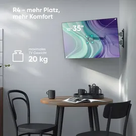 ONKRON Vollbewegliche Wandhalterung für TV oder Monitor 10-35 max. 20 kg, Schwarz R4