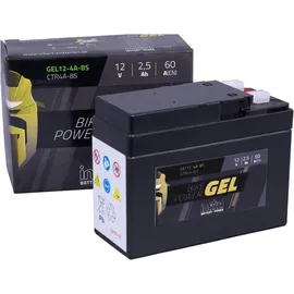 Intact Bike-Power GEL12-4A-BS. CTR4A-BS, 12V 2,5 Ah, 60 A (EN), Hochwertige GEL-Motorradbatterie mit 30% mehr Startleistung.
