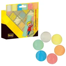 IDENA 621731 - Straßenmalkreide im Kartonetui, 6 Stangen in verschiedenen Farben, zum Bemalen von Asphalt, Pflaster oder Beton