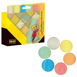 IDENA 621731 - Straßenmalkreide im Kartonetui, 6 Stangen in verschiedenen Farben, zum Bemalen von Asphalt, Pflaster oder Beton