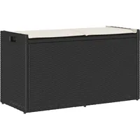 vidaXL Sitzbank Outdoor mit Stauraum und Kissen Schwarz 100 cm