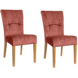 Home Affaire 4-Fußstuhl Henry (Set), 2 St., Samtvelours, Sitz und Rücken gepolstert, rot