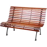 Mendler Gartenbank HWC-F97, Sitzbank Parkbank Holzbank, 2-Sitzer Gusseisen Holz 122cm 22kg ~ braun