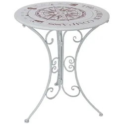 Landhaus Balkon Tisch rund 60cm Bistrotisch Shabby Look Garten Terrasse Metall