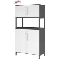 hjh OFFICE PRO FlexWall Kombischrank 4OH 1offen 80 x 40 x 180 graphit/weiß