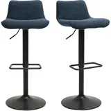 Hocker mit 360° drehbaren verstellbaren dunkelblauen samtartigen Stoff und schwarzem Metall (2er Set) BOOST