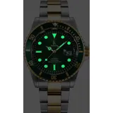 Alienwork Herren Damen silber Edelstahl Metallarmband gold Kalender Datum grŸn elegant