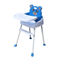 Kinderhochstuhl, 4-in-1 Babyhochstuhl höhenverstellbar Babyhochsitz Essstuhl, Esszimmerstühle für Kinder, mit Sicherheitsgurt und Abnehmbares Tablett Kinder Sitz bis 15 kg (Blau)