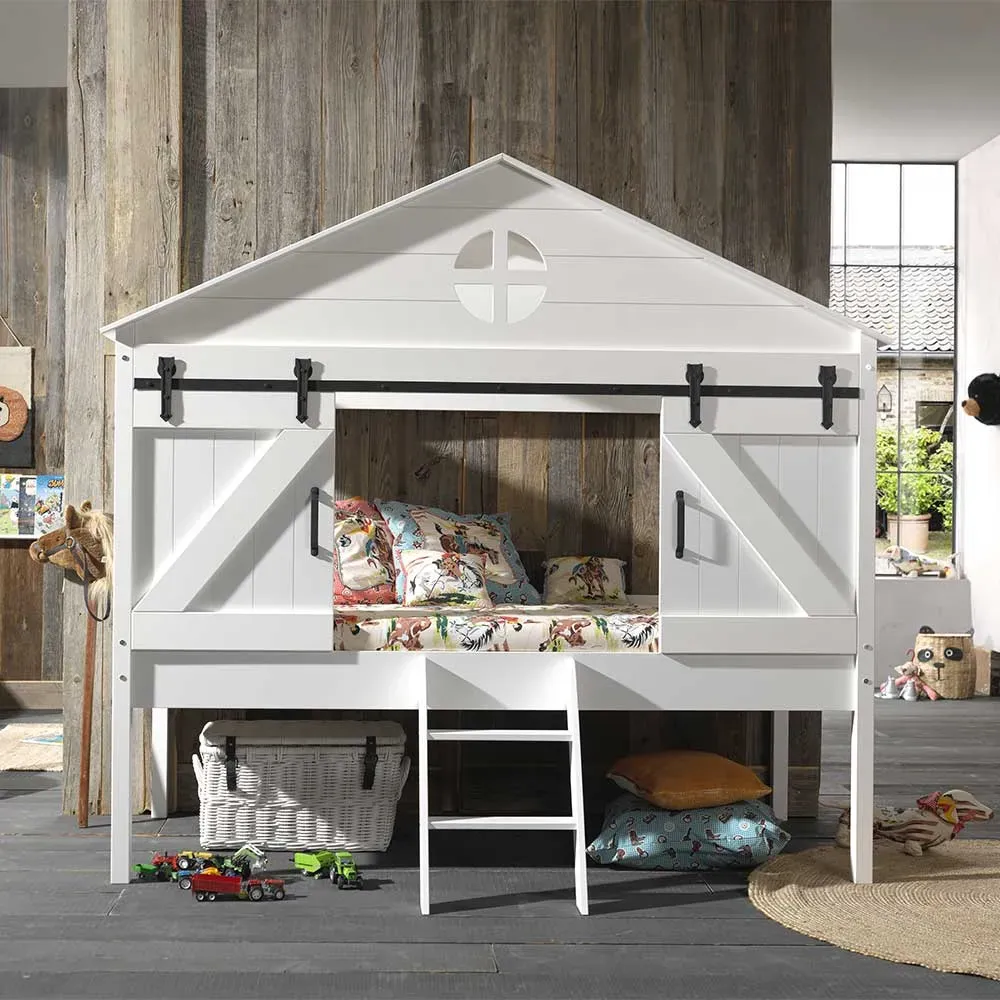 Hochbett Kind in Scheunen Form 202 cm hoch