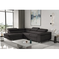 Fun Möbel Ecksofa Couchgarnitur Schlafsofa JADE mit Ottomane in Stoff Ascot, mit Rundumbezug, mit Schlaffunktion schwarz