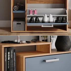 Vicco Orlando 80 x 90 x 24,2 cm 6 Fächer, 2 Schubladen blau / Eiche