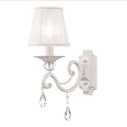 Wandlampe Wandleuchte Wohnzimmerlampe Flurleuchte Kristallbehang Metall weiß E14