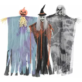 vidaXL Hängender Halloween Geist 3 pcs Mehrfarbig 61 x 97 cm Polyester
