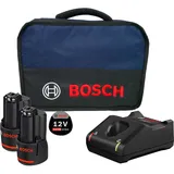 Bosch Starter-Set 12 V / 2x 3,0 Ah Akku + Ladegerät GAL 12V-40 im Softbag