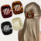 elzle 4 Stück Flache Haarklammern für Damen, Runde Flache Haarspange für Dünnes Haar und Dickes Haar, Gebogene Designs Starker Halt, Leicht zu Tragen