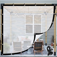 Planenvorhänge Draussen Seitenwand Transparente wasserdichte Plane mit Ösen Outdoor Vorhang für Pergola, Veranda, Pavillon, Seitenteile (Color : Transparent, Size : 3x2.5m)