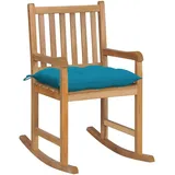 vidaXL Schaukelstuhl mit Hellblauem Kissen Massivholz Teak