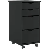 vidaXL Rollschrank mit Schubladen moss Schwarz Massivholz Kiefer