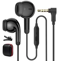 AIAUXAI In Ear Kopfhörer mit Kabel, 90°, Mikrofon, Lautstärkeregler Schwarz
