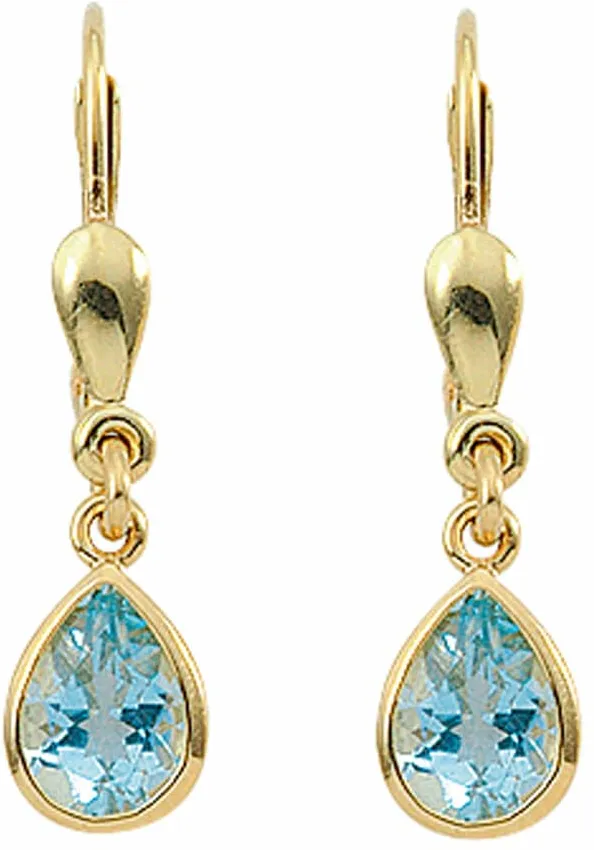 Paar Ohrhänger ADELIA ́S "585 Gold Ohrringe Ohrhänger mit Aquamarin", blau, Ohrringe, Damen, Damen, Gelbgold 585, mit Aquamarin Goldschmuck für Damen