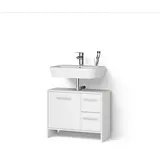 livinity® Waschbeckenunterschrank Amalfi, Weiß, 70.2 x 57 cm mit 2 Schubladen und 1 Tür (1-St) weiß