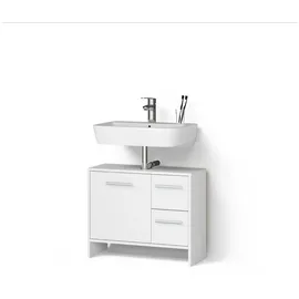 livinity® WASCHBECKENUNTERSCHRANK Amalfi Weiß 70.2 x 57 cm mit 2 Schubladen und 1 Tür