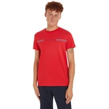 Tommy Hilfiger Herren T-Shirt Stripe Chest Tee Rundhalsausschnitt, Rot (Primary Red), XL
