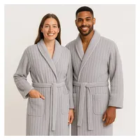 Betz Bademantel Bademantel Microfaser mit Schalkragen - MALMÖ - für Herren und Damen, Gürtel grau|silberfarben S/M