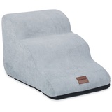 Relaxdays Haustiertreppe 3 Stufen, & Katzen, HxBxT: 33 x 36,5 x 52 cm, weiche Hundetreppe, für Bett, Couch, grau
