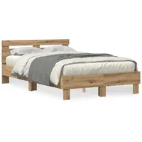 VidaXL Bettgestell aus Holz Artisan Eiche Massivholz Eiche 120