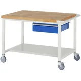 Rau Fahrbare Werkbank 8001, B1250xT900xH880mm, Ablageboden-MT, 1x Schublade-TA