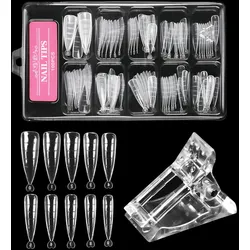 100 Stück Nagelspitzen mit Skala + Nagelclip für Nagelverlängerung, Heimsalon, Maniküre 1 Set