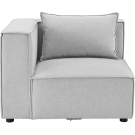 Juskys Modulares Sofa Domas 2 Sitzer mit Armlehnen + Kissen Stoff Hellgrau