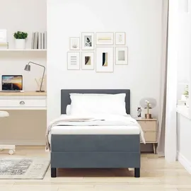 vidaXL LED Boxspringbett mit Matratze Dunkelgrau 90 x 190 cm Samt