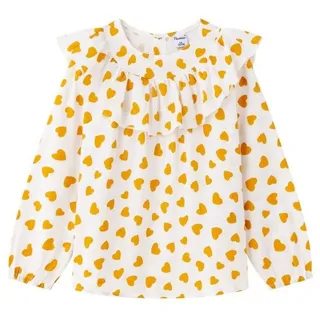 suebidou Klassische Bluse Bluse mit Herzmuster und Rüschen Oberteil für Mädchen Shirt langarm