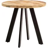 Wohnling Esszimmertisch 80 cm Mango Holz Massiv Esstisch Küchentisch Rund Modern - Braun