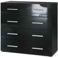 Vladon Kommode, Schwarz Hochglanz, 76x72x35 cm, Wohnzimmer, Kommoden &