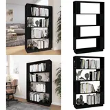 Vidaxl - Bücherregal/raumteiler Schwarz 80x25x132 Cm Massivholz Kiefer - Holzregal - Buche - Bücherregal Schwarz - Regal Massiv - Sideboard - Home & Living